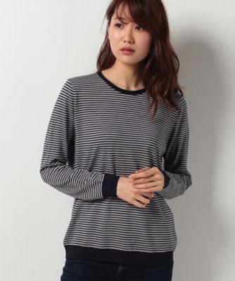 ＜CARA O CRUZ＞ SUPER 140's 細ボーダーニット ネービーブルー 【三越・伊勢丹/公式】