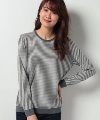 ＜CARA O CRUZ＞ SUPER 140's 細ボーダーニット グレー 【三越・伊勢丹/公式】