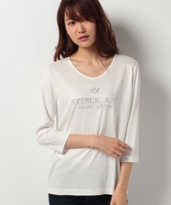 ＜CARA O CRUZ＞ ビーズxスパンコールロゴTシャツ アイボリー 【三越・伊勢丹/公式】