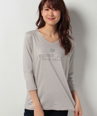 ＜CARA O CRUZ＞ ビーズxスパンコールロゴTシャツ ライトグレー 【三越・伊勢丹/公式】