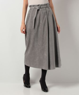 ＜CARA O CRUZ＞ 【セットアップ対応】ロングスカート ライトグレー 【三越・伊勢丹/公式】
