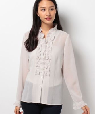 ＜レリアン/Leilian＞ フロントフリルブラウス アイボリー 【三越・伊勢丹/公式】