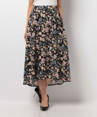 ＜レリアン/Leilian＞ イレヘムフラワースカート クロ 【三越・伊勢丹/公式】