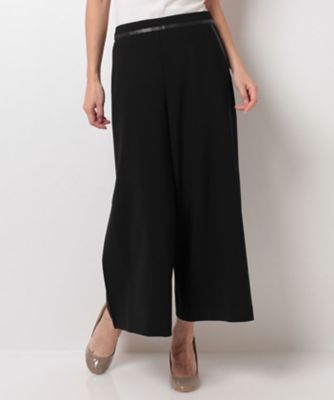 ＜レリアン プラスハウス＞ 大きいサイズ パイピングワイドパンツ クロ 【三越・伊勢丹/公式】