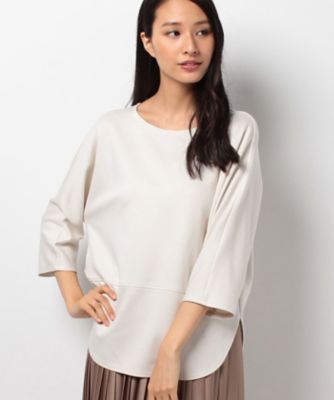 ＜レリアン/Leilian＞ ラウンドヘムクルーネックブラウス ベージュ 【三越・伊勢丹/公式】