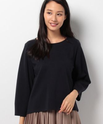 ＜レリアン/Leilian＞ バックタック七分袖カットソー ネービーブルー 【三越・伊勢丹/公式】