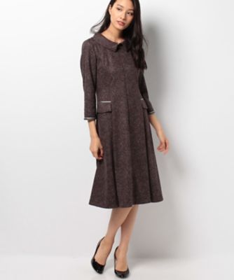 ＜レリアン プラスハウス＞ 大きいサイズ フロントジップフレアワンピース ワイン 【三越・伊勢丹/公式】