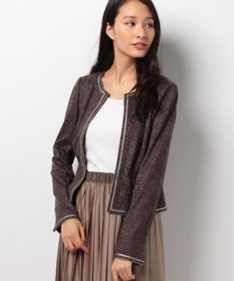 ＜レリアン プラスハウス＞ 大きいサイズ ノーカラージャケット ワイン 【三越・伊勢丹/公式】