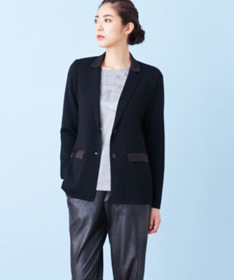 ＜レリアン プラスハウス＞ 大きいサイズ 【BALMAIN】テーラードニットジャケット クロ 【三越・伊勢丹/公式】