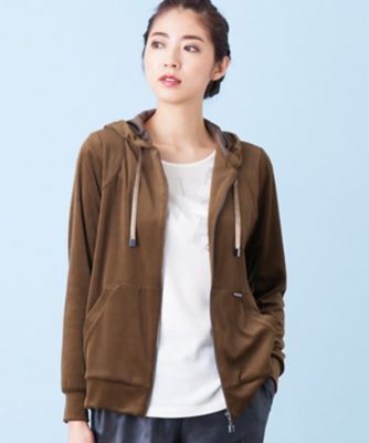 ＜レリアン プラスハウス＞ 大きいサイズ 【BALMAIN】ベロアジップパーカ モスグリーン 【三越・伊勢丹/公式】