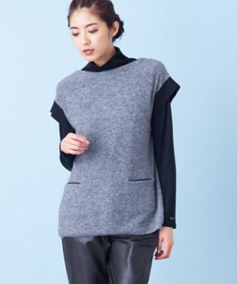 ＜レリアン/Leilian＞ 【BALMAIN】バイカラーフレンチスリーブベスト ライトグレー 【三越・伊勢丹/公式】