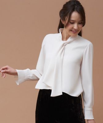 ＜レリアン プラスハウス＞ 大きいサイズ ボウタイブラウス アイボリー 【三越・伊勢丹/公式】