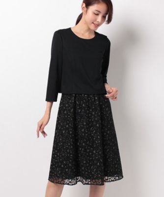 ＜レリアン プラスハウス＞ 大きいサイズ ドッキングワンピース クロ 【三越・伊勢丹/公式】