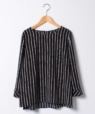 ＜レリアン プラスハウス＞ 大きいサイズ ストライププリントブラウス ネービーブルー 【三越・伊勢丹/公式】