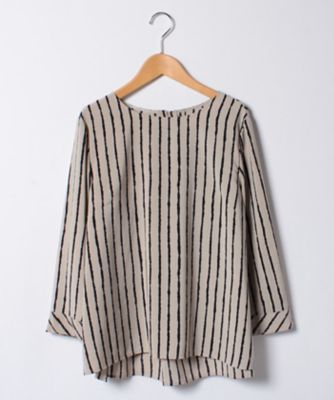 ＜レリアン プラスハウス＞ 大きいサイズ ストライププリントブラウス ベージュ 【三越・伊勢丹/公式】