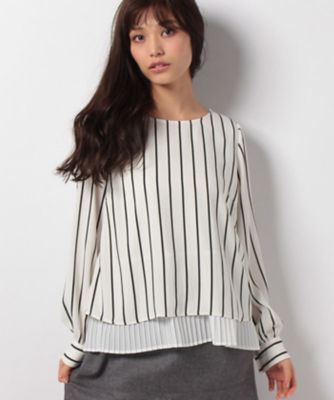 ＜レリアン/Leilian＞ プリーツヘムブラウス アイボリー 【三越・伊勢丹/公式】