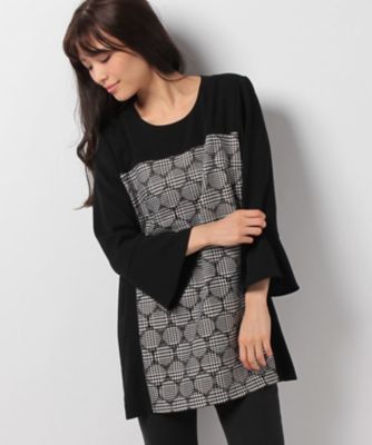 ＜レリアン/Leilian＞ 千鳥格子柄チュニック丈ブラウス クロ 【三越・伊勢丹/公式】