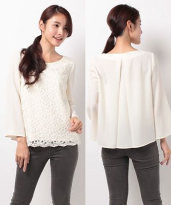 ＜レリアン/Leilian＞ フロントレースプルオーバーブラウス アイボリー 【三越・伊勢丹/公式】