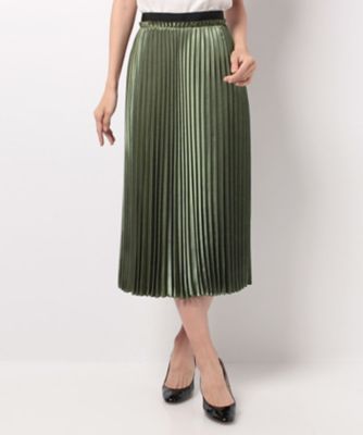 ＜レリアン/Leilian＞ プリーツサテンスカート ミドリ 【三越・伊勢丹/公式】