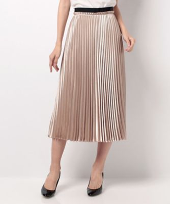 ＜レリアン/Leilian＞ プリーツサテンスカート ベージュ 【三越・伊勢丹/公式】