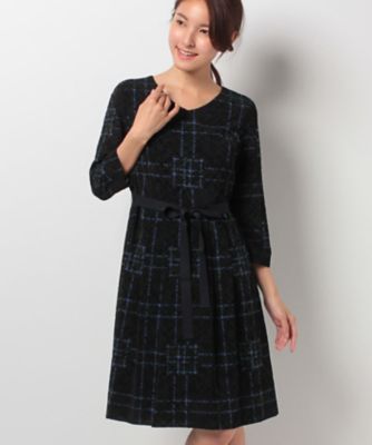 ＜レリアン プラスハウス＞ 大きいサイズ チェック柄ワンピ-ス ネービーブルー 【三越・伊勢丹/公式】