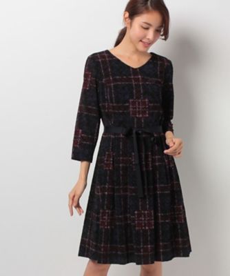 ＜レリアン プラスハウス＞ 大きいサイズ チェック柄ワンピ-ス アカ 【三越・伊勢丹/公式】