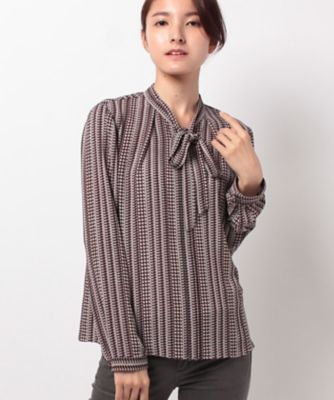 ＜レリアン/Leilian＞ 【セットアップ対応商品】総柄ボウタイブラウス ピンク 【三越・伊勢丹/公式】