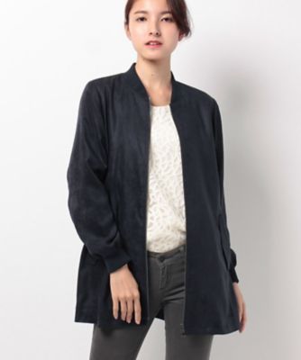 ＜レリアン/Leilian＞ スエードタッチロング丈ブルゾン ネービーブルー 【三越・伊勢丹/公式】