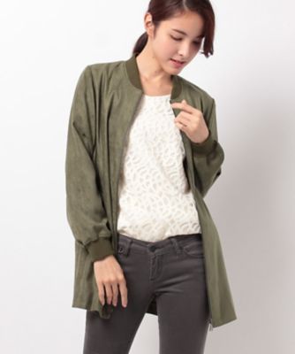 ＜レリアン/Leilian＞ スエードタッチロング丈ブルゾン ミドリ 【三越・伊勢丹/公式】