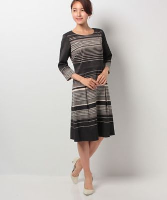 ＜レリアン プラスハウス＞ 大きいサイズ 幾何学柄ワンピ-ス コゲチャ 【三越・伊勢丹/公式】