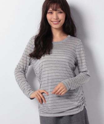 ＜レリアン プラスハウス＞ 大きいサイズ ラメボーダーカットソー ライトグレー 【三越・伊勢丹/公式】