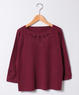 ＜レリアン/Leilian＞ レースモチーフプルオーバー アカ 【三越・伊勢丹/公式】