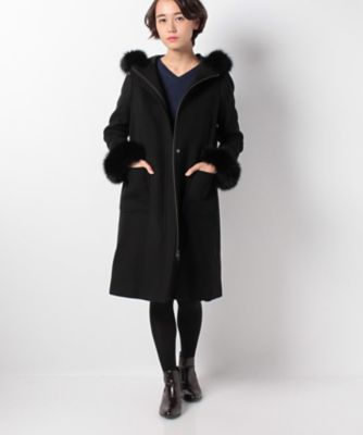 ＜ELISA＞ 【WEB限定商品】ドラップビーバーウールコート クロ 【三越・伊勢丹/公式】