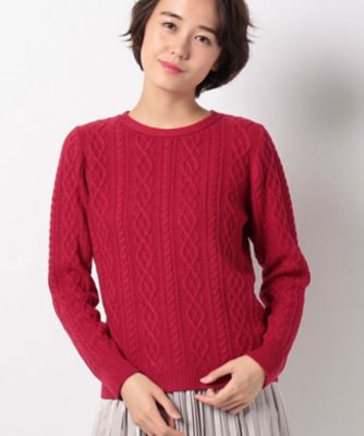 ＜OLD ENGLAND＞ コーラルケーブルプルオーバー レッド 【三越・伊勢丹/公式】