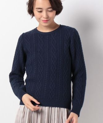＜OLD ENGLAND＞ コーラルケーブルプルオーバー ネイビー 【三越・伊勢丹/公式】