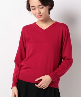 ＜OLD ENGLAND＞ コーラルVネックプルオーバー レッド 【三越・伊勢丹/公式】