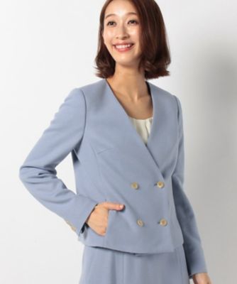 ＜OLD ENGLAND＞ 【セットアップ対応商品】ウールスムースノーカラージャケット サックス 【三越・伊勢丹/公式】