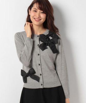 ＜ローズティアラ＞ リボンモチーフニットカーディガン グレー 【三越・伊勢丹/公式】