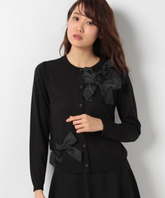 ＜ローズティアラ＞ リボンモチーフニットカーディガン クロ 【三越・伊勢丹/公式】