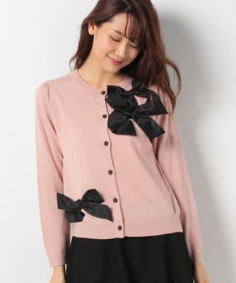 ＜ローズティアラ＞ リボンモチーフニットカーディガン ピンク 【三越・伊勢丹/公式】