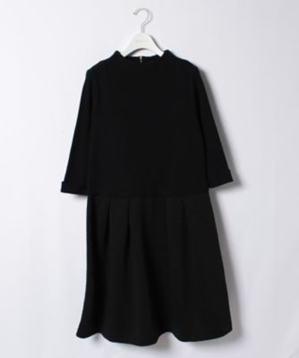 ＜ローズティアラL＞ 大きいサイズ キルティングジャガードドッキングニットワンピース クロ 【三越・伊勢丹/公式】