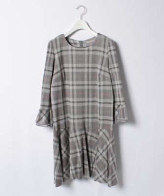 ＜ローズティアラL＞ 大きいサイズ チェック柄チュニックワンピース グレー 【三越・伊勢丹/公式】