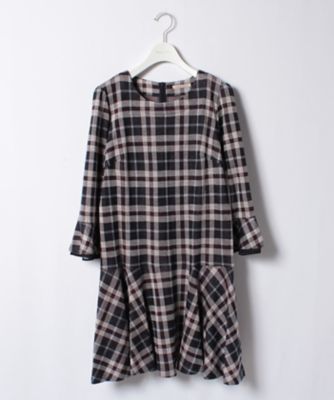 ＜ローズティアラL＞ 大きいサイズ チェック柄チュニックワンピース ネービーブルー 【三越・伊勢丹/公式】