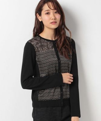 ＜レリアン/Leilian＞ プリント切替えカ-ディガン グレー 【三越・伊勢丹/公式】