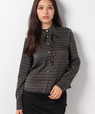 ＜レリアン プラスハウス＞ 大きいサイズ リボンタイブラウス グレー 【三越・伊勢丹/公式】