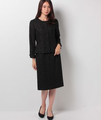 ＜レリアン プラスハウス＞ 大きいサイズ 総レーススーツ2点セット クロ 【三越・伊勢丹/公式】