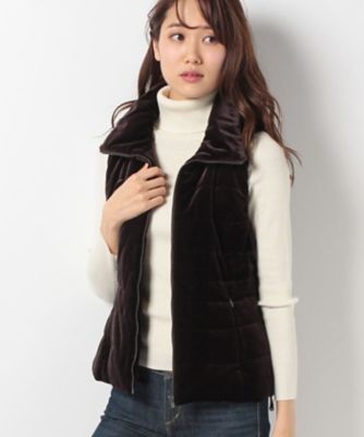 ＜レリアン/Leilian＞ ベロア中綿ベスト コゲチャ 【三越・伊勢丹/公式】