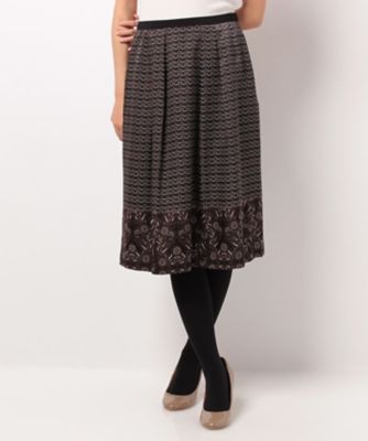 ＜レリアン プラスハウス＞ 大きいサイズ プリントフレアスカ-ト グレー 【三越・伊勢丹/公式】