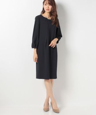 ＜レリアン プラスハウス＞ 大きいサイズ タックワンピ-ス ネービーブルー 【三越・伊勢丹/公式】