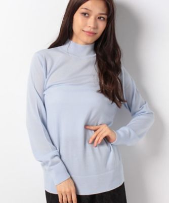 ＜レリアン プラスハウス＞ 大きいサイズ ハイネックニットプルオーバー サックス 【三越・伊勢丹/公式】